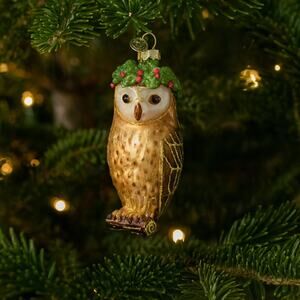 JOHN DERIAN Owl Wearing Laurel Glass Christmas Ornament Target 2025 Collectible
